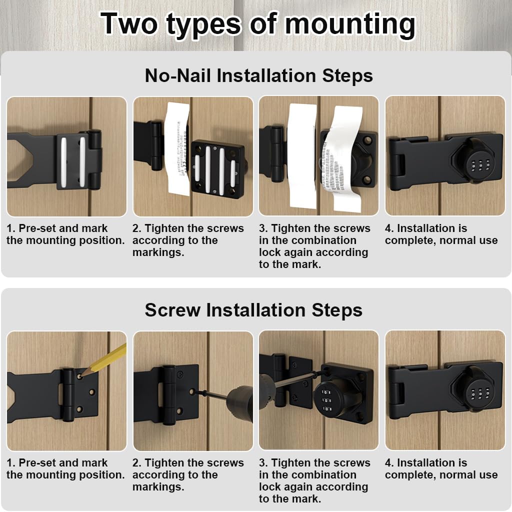 HASTHIP Household Cabinet Password Hasp Locks, Cabinet Door Combination Lock, Door Security Slide Latch Lock for Small Doors, Cabinets, Barn Door, Bathroom, Outdoor, Garden (Black) HASTHIP Household Cabinet Password Hasp Locks, Cabinet Door Combination Lock, Door Security Slide Latch Lock for Small Doors, Cabinets, Barn Door, Bathroom, Outdoor, Garden (Black)
